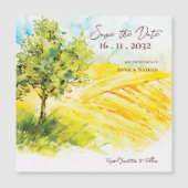 Gelbe Landschaft auf dem Bauernhof Hochzeit retten Magnetkarte (Vorderseite)