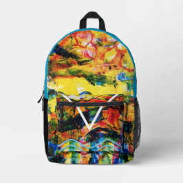 Gelbe Landschaft. Bedruckter Rucksack