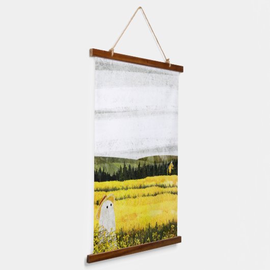 Gelbe Landschaft Wandteppich Mit Holzrahmen (Gewinkelt)