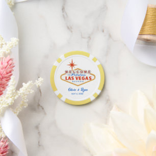 Gelbe Las Vegas Poker Chip Gastgeschenk Hochzeit