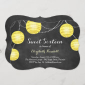 Gelbe Laternen auf Chalk 16 . Geburtstag Einladung (Vorne/Hinten)