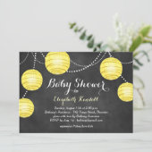 Gelbe Laternen auf Chalk Babydusche Einladung (Stehend Vorderseite)