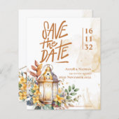 Gelbe Laternenblume Save the Date Hochzeit im Herb (Vorne/Hinten)