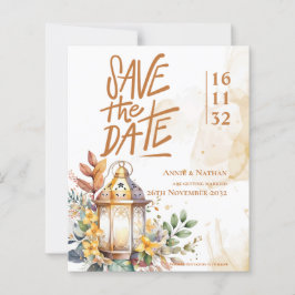 Gelbe Laternenblume Save the Date Hochzeit im Herb