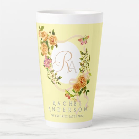Gelbe Latte Tasse aus der Rose-Multiband-Chic-Gelb (Vorderseite)