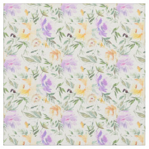 Gelbe Lavendel-Rosen Stoff weißer Hintergrund