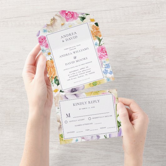 Gelbe Lavendel-Wildblumen Blumenzwiebeln All In One Einladung (Abreißen)