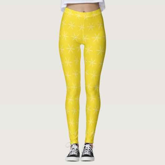 Gelbe Leggings mit Snowflake (Vorderseite)