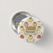 Gelbe Lehrer Schule Apfel Muster  Button (Vorne & Hinten)