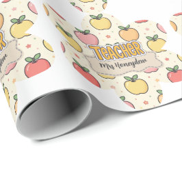 Gelbe Lehrer Schule Apfel Muster  Geschenkpapier