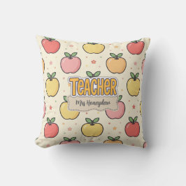 Gelbe Lehrer Schule Apfel Muster  Kissen