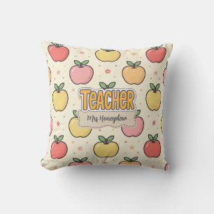 Gelbe Lehrer Schule Apfel Muster Kissen