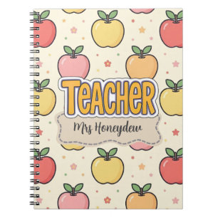 Gelbe Lehrer Schule Apfel Muster Notizblock