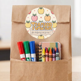 Gelbe Lehrer Schule Apfel Muster  Runder Aufkleber
