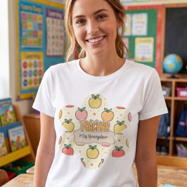 Gelbe Lehrer Schule Apfel Muster  T-Shirt