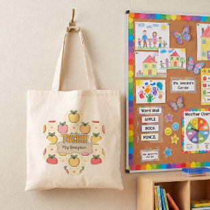 Gelbe Lehrer Schule Apfel Muster Tragetasche