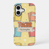 Gelbe Lehrerbücher Muster iPhone 16 Hülle (Rückseite)