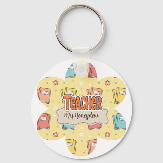 Gelbe Lehrerbücher Muster Schlüsselanhänger (Vorderseite)