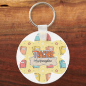 Gelbe Lehrerbücher Muster Schlüsselanhänger (Vorderseite)