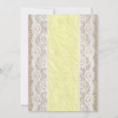 Gelbe Leinen Burlap Lace Bridal Dusche Einladungen (Rückseite)