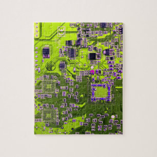 Gelbe Leiterkarte der gedruckten Leiterplatte Puzzle