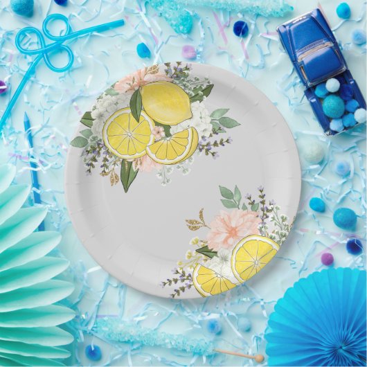 Gelbe Lemon-Blume Pappteller (Party)