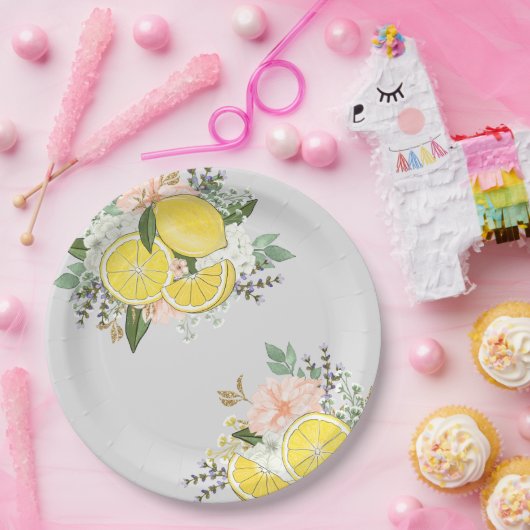 Gelbe Lemon-Blume Pappteller (Party)