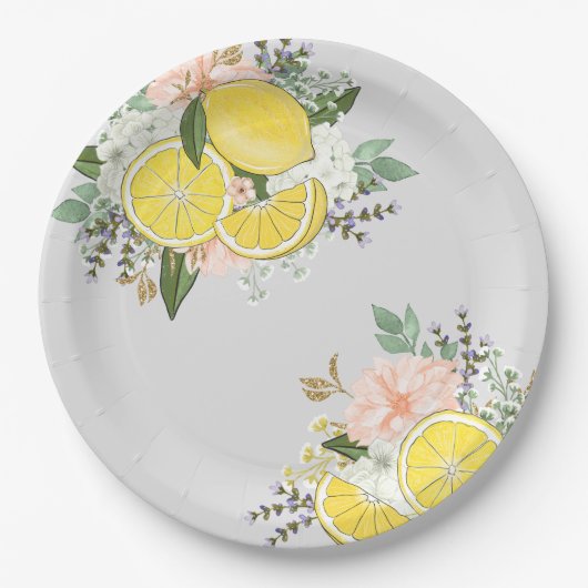 Gelbe Lemon-Blume Pappteller (Vorderseite)