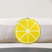 Gelbe Lemon Slice Fun Citrus Rundwurfkissen