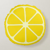 Gelbe Lemon Slice Fun Citrus Rundwurfkissen Rundes Kissen (Vorderseite)