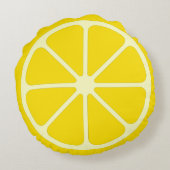 Gelbe Lemon Slice Fun Citrus Rundwurfkissen Rundes Kissen (Rückseite)