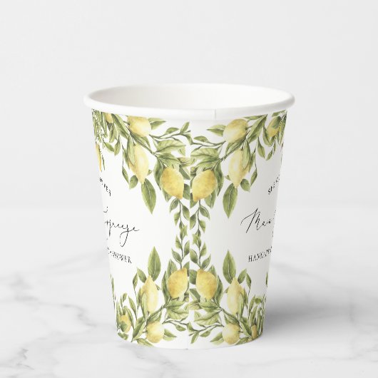 Gelbe Lemon Sorrento Mediterranes Brautparty Pappbecher (Rechts)