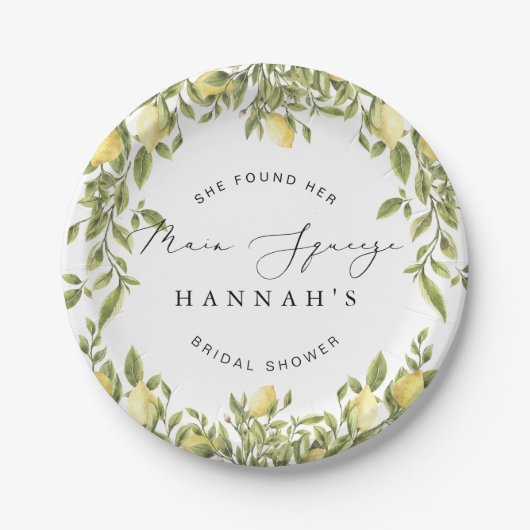 Gelbe Lemon Sorrento Mediterranes Brautparty Pappteller (Vorderseite)