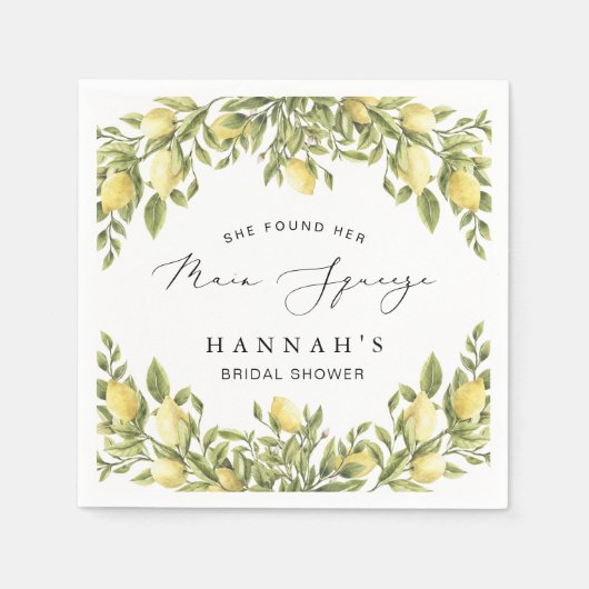 Gelbe Lemon Sorrento Mediterranes Brautparty Serviette (Vorderseite)