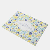 Gelbe Lemonen Minze Grün und Blau Personalisiert Fußmatte (Schrägansicht)