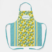 Gelbe Lemons Grüne Blätter auf Türkis Schürze (Vorderseite)
