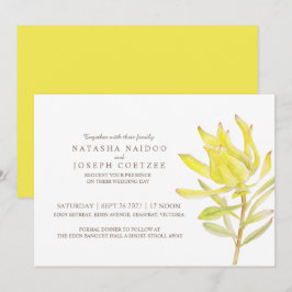 Gelbe Leucadendron Aquarellfarben Einladungen zur