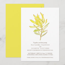 Gelbe Leucadendron Aquarellfarben Einladungen zur