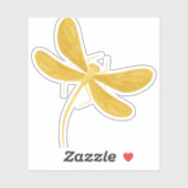 Gelbe Libelle Aufkleber (Blatt)