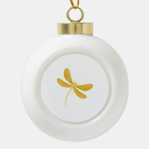 Gelbe Libelle Keramik Kugel-Ornament