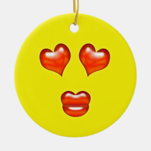 Gelbe Liebe Emoji Individuelle Name Keramikornament