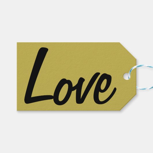 Gelbe "Liebe" Männergeschenk-Tag Geschenkanhänger (Vorderseite (Horizontal))