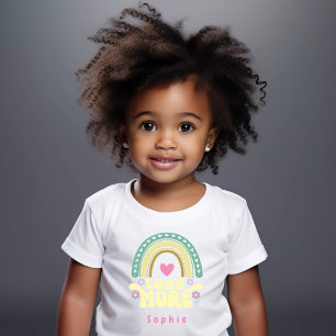 Gelbe Liebe mehr Regenbogen, Blume, Herz, rosa Nam Baby T-shirt