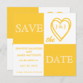 Gelbe Liebe, Monogramm Save the Date (Vorne/Hinten)