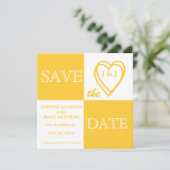 Gelbe Liebe, Monogramm Save the Date (Stehend Vorderseite)