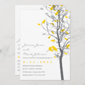 Gelbe Liebe-Vögel im Baum - 2 versahen mit Seiten Einladung (Vorne/Hinten)