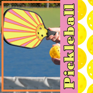 Gelbe Liegen-Liegen-Liegen in Rosa Pickleball Schläger