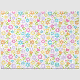 Gelbe, Lila, blaue und rosa Blume auf Weiß Seidenpapier