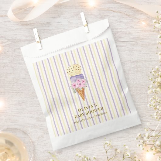 Gelbe Lila Blume Scoop Ice Cream Baby Dusche Geschenktütchen (Ausgeschnitten)