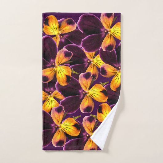 Gelbe lila Blumen-abstrakte Muster-Bad-Tücher Badhandtuch Set (Handtuch)